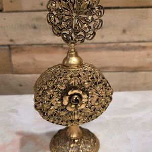 A Vintage Ornate Gilt Ormolu Filigree Perfume Bottle